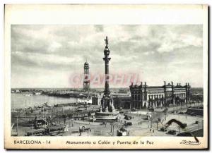 Old Postcard Barcelona Monumento a Colon Puerte y la Paz