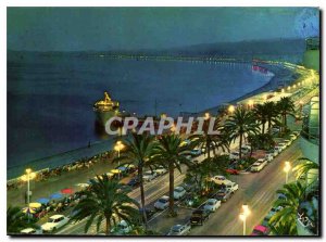 Modern Postcard The Sun of the French Riviera Nice Promenade Night English