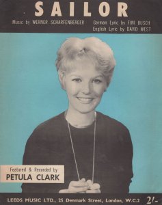 Sailor Petula Clark Rare 1960 London UK Sheet Music