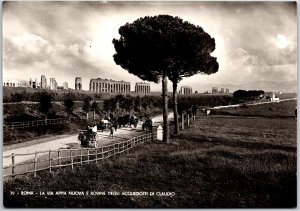 Roma La Via Appia Nuova E Rovine Degli Acouedotti Di Claudio Real Photo Postcard