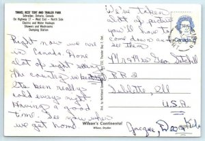 SCHREIBER, Ontario Canada ~Roadside TRAVEL REST TENT TRAILER PARK 4x6 Postcard