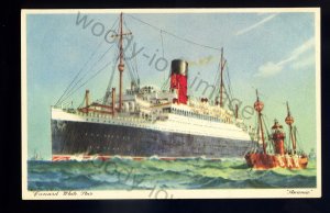 LS2489 - Cunard Liner - Ascania & a BAR Lightship - postcard