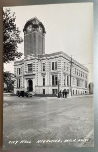 Vintage Postcard 1963 City Hall, Negaunee, Michigan (MI) (RPPC)