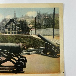 The Ramparts Quebec Canada Colored Canons Building Postcard Vintage