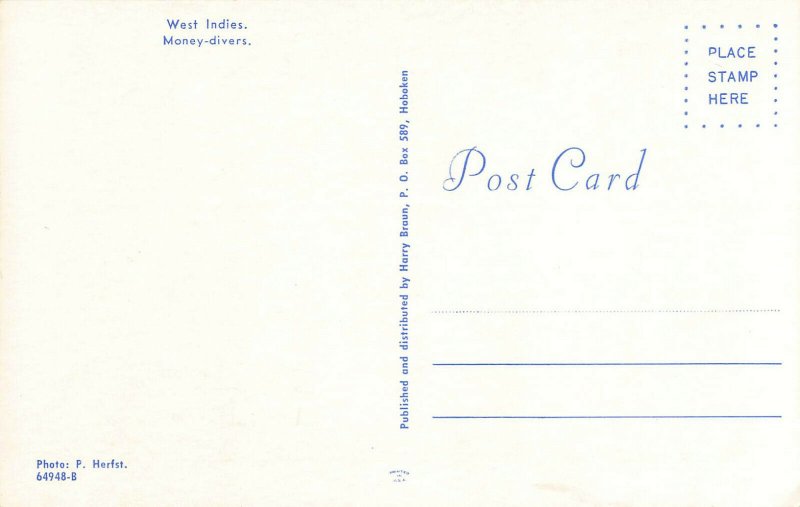 Postcard Money-divers West Indies