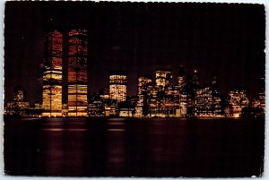Postcard - Night View Of Lower Manhattan - New York City, New York