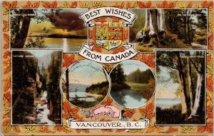 Best Wishes Vancouver BC Patriotic c1907 Mission City Cancel Postcard H61