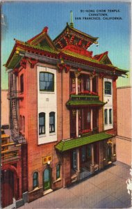 Kong Chow Temple Chinatown San Francisco California Linen Postcard C139