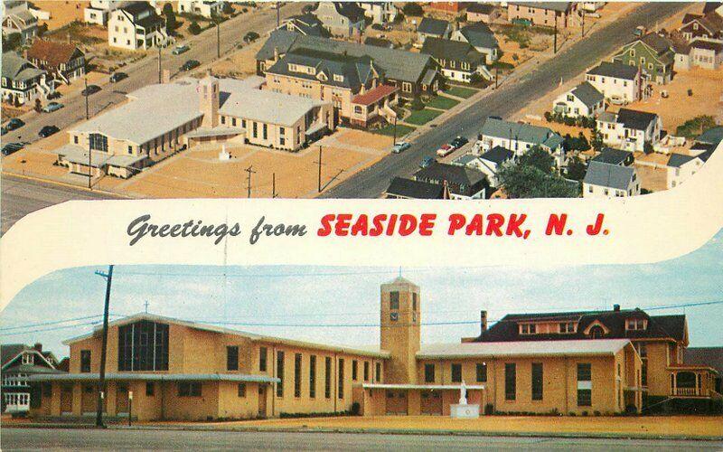 Airview Seaside Park New Jersey St Catherine Church Parlin 1950s Postcard 3138