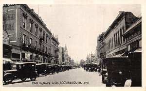 Napa California Main St., Looking S. B/W Photo Print Vintage Postcard U6945