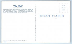 DOVER, DE Delaware ~  Roadside Interior  THE HUB RESTAURANT  c1950s Postcard