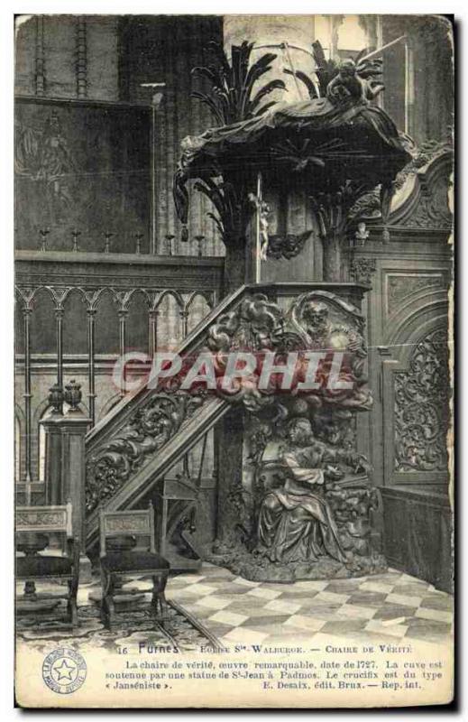 Old Postcard Furnes Church St. Walburga Chair truth