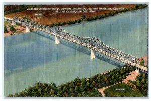 1942 Audubon Memorial Bridge Between Evansville IN Henderson KY Vintage Postcard 