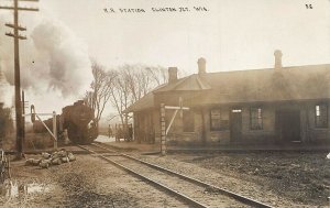 Clinton Junction WI Railroad Station Train Depot 1912 Real Photo Postcard