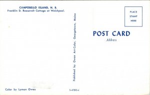 Camppobello Island NB Franklin D Roosevelt Cottage Welchpool Postcard VTG UNP 