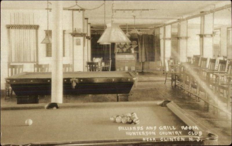 Hunterdon Country Club Near Clinton NJ Billiards & Grill Room c1910 RPPC spg