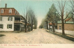 C1910 Woodburn New York Fischer Hotel Maple Street Smith  Postcard 26-616