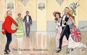 The Colonial Quadrille Posh Fashion Boadicea Dress Comic Old Postcard