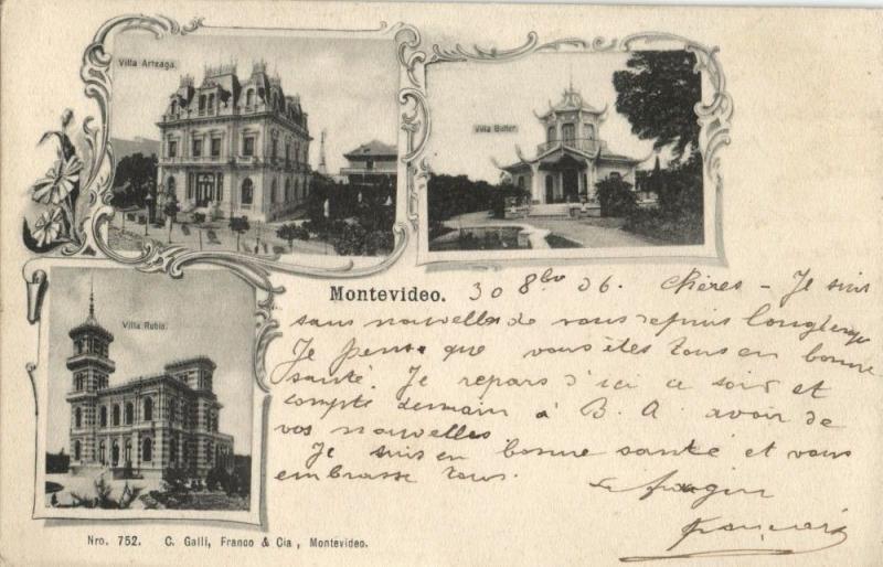 uruguay, MONTEVIDEO, Villas Arteaga, Rubio and Butler (1906) Postcard