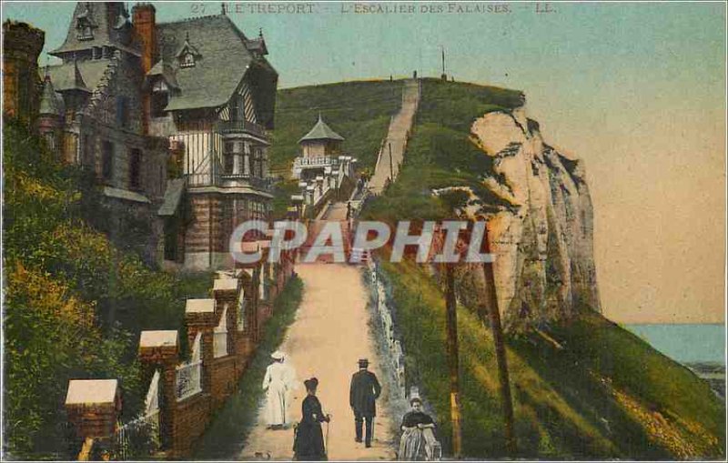 Postcard Old Treport The Cliffs Staircase