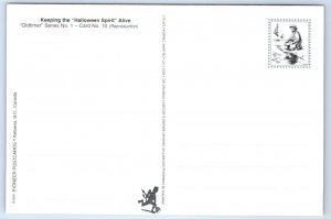 2 Repro Postcards HALLOWEEN Witch, Jack O'Lantern, Devils, Black Cat 4x6 ~2001