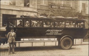 Koln Germany Hotel Reichshof Sight Seeing Bus Vintage Real Photo Postcard