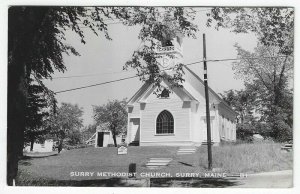 RPPC, Surry, Maine, View of Surry Methodist Church, 1957