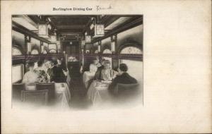 Burlington Route RR Train Interior Dining Car c1915 Postcard