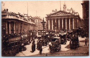Postcard - The Royal Exchange and Bank of England - London, England