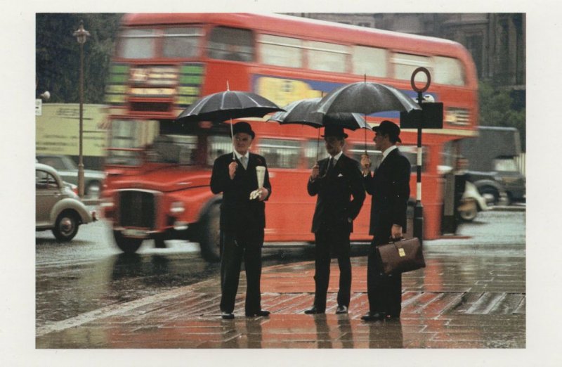 Disaster Rain Commuters Hyde Park Corner London 1964 Postcard