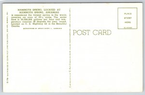 Mammoth Spring Arkansas~Mammoth Spring & Sign~Ozarks~1955 Postcard