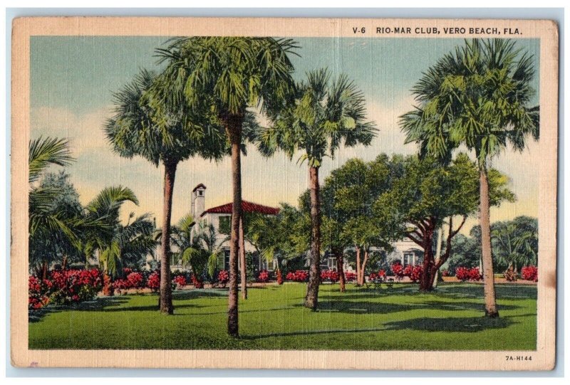 1943 Rio Mar Club House Vero Beach Florida FL WW2 Soldier Mail Shaffer Postcard