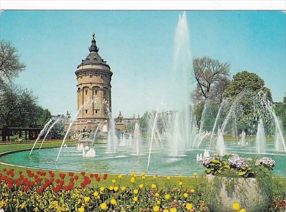 Germany Mannheim Wasserspiele mit Wasserturm