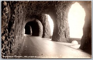 Columbia River Highway Oregon 1940s RPPC Real Photo Postcard Mitchell Tunnel