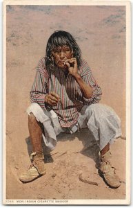 Moki Indian Cigarette Smoker Native Americana Vintage Postcard 1921