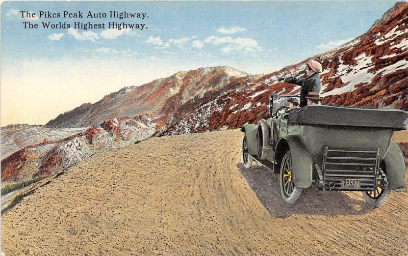 Pike's Peak Auto Highway Car Colorado 1910s postcard