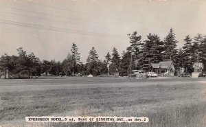 Evergreen Motel Hwy 2 Kingston Ontario Canada RPPC Real Photo 1950s postcard