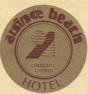 Cypress Limassol Arsinde Beach Hotel Vintage Luggage Label sk3163