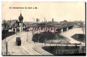 Old Postcard Die Rheinbrücken Bei Tramway Kehl