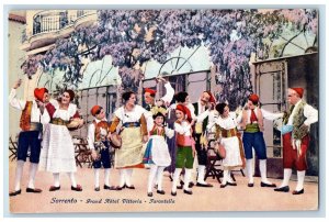 c1950's Sorrento Grand Hotel Vittoria Tarantella Italy Vintage Postcard 