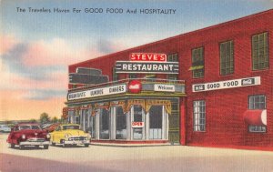 Selma North Carolina Steve's Restaurant Linen Vintage Postcard AA36848