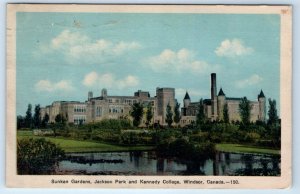 Sunken Gardens JAckson Park & Kennedy College WINDSOR Canada 1936 Postcard
