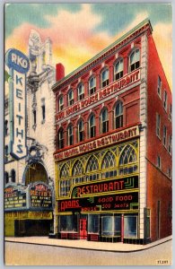 Vtg Boston Massachusetts MA Adams House Restaurant 1940s Linen View Postcard