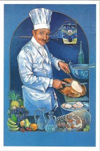 The Blue Train South Africa Johnnaesburg Chef Railroad Advertising Postcard