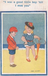 I Was a Good Little Boy Until I Met You School Uniform Antique Comic Postcard