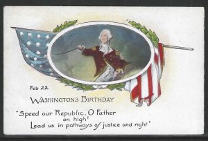 Washington's Birthday, Feb. 22, Early Postcard, Unused