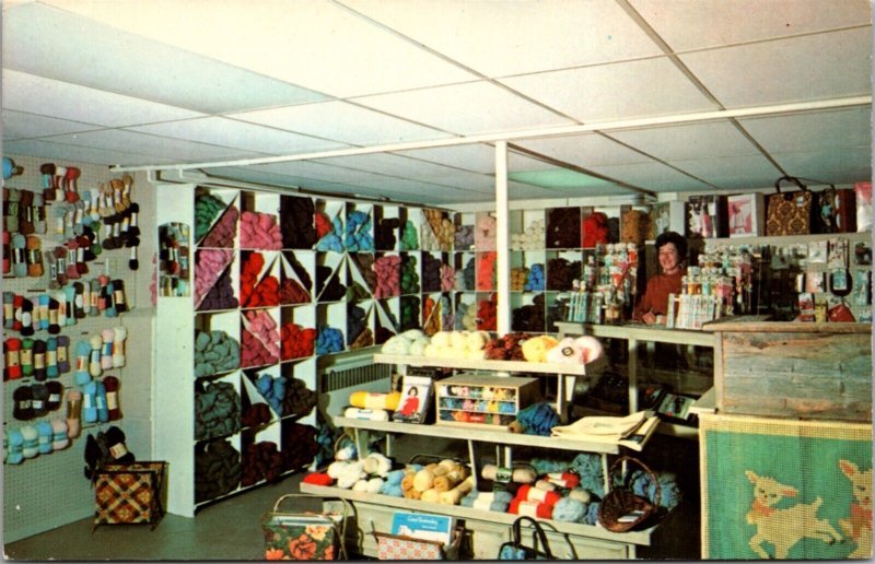 Postcard Interior of The Stamford Yarn Shop in Manchester Center, Vermont