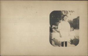 Children on Sidewalk Building in Background - Darby PA Cancel c1910 RPPC rpx