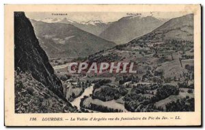 Old Postcard Lourdes La Vallee d & # 39Argeles view of the Pic du Jer Funicular