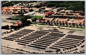 Vtg San Diego California CA Review at US Naval Training Statiton 1940s Postcard
